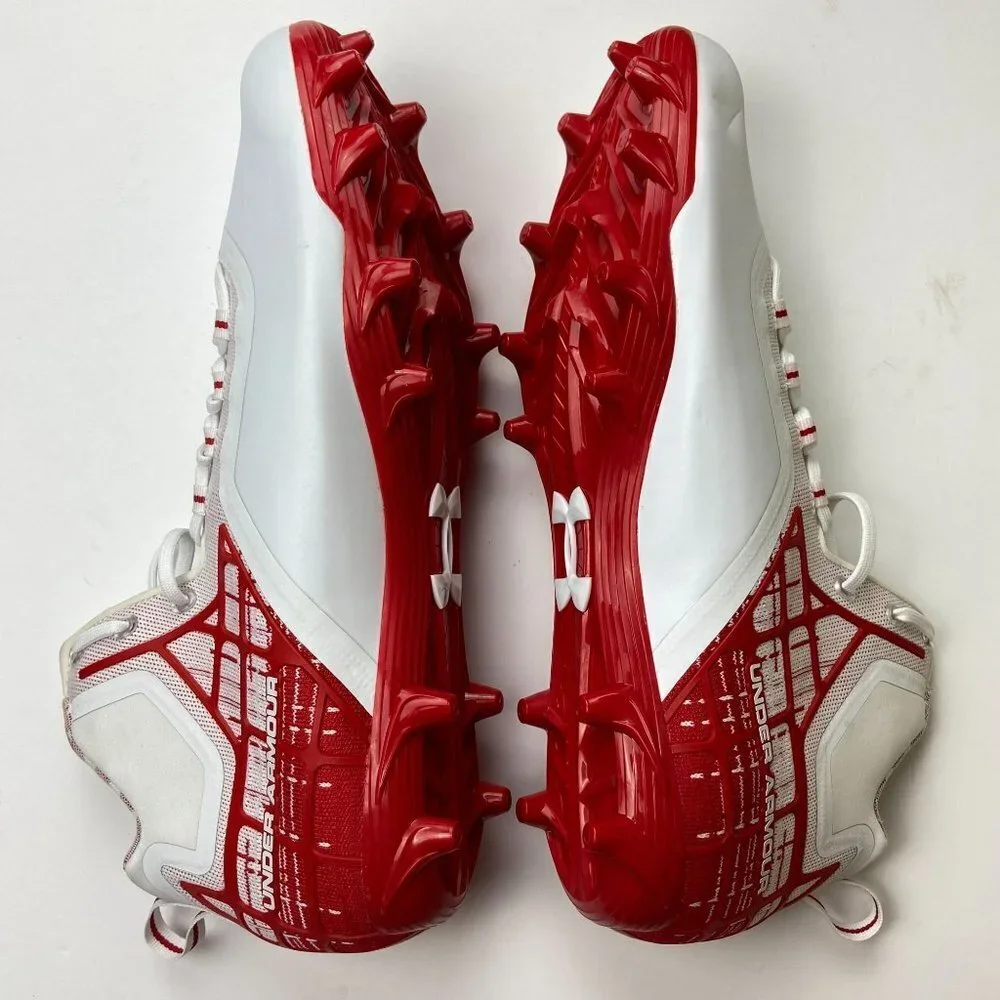 Under Amour‎ White and Red Banshee Mid MC Lacrosse Shoes Size 15